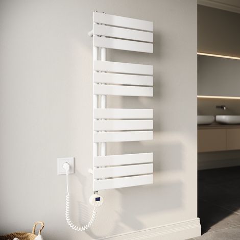 SONNI Radiador Toallero 1038x400mm Toallero Baño Radiador con Termostato Elemento Calefactor y Función de Temporizador Conexiones Laterales 600W Blanco (1/5)