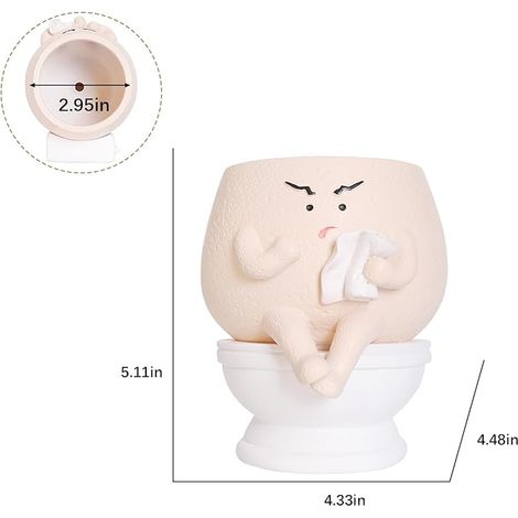 Gesicht Pflanzgefäße Lustige Toilette Pflanzgefäße für Innenpflanzen, Nette Gesicht Kopf Blumentöpfe Quirky Succulent Pflanzgefäße Geschenk Ideal für Zuhause, Büro, Weihnachten