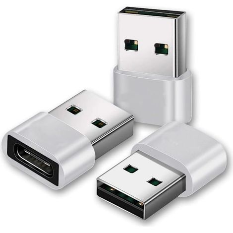 Adaptateur USB vers USB-C [Lot de 3], Adaptateur USB, USB-A vers USB-C, Connecteur de charge pour iPhone, Convertisseur de connecteur USB-C pour iPhone (1/3)