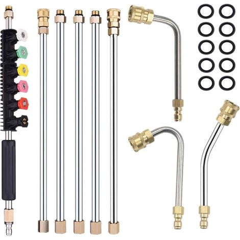 Rallonge de nettoyeur haute pression avec buse et embouts, coude 1/4, raccord rapide, pour lance, nettoyage pression (1/3)