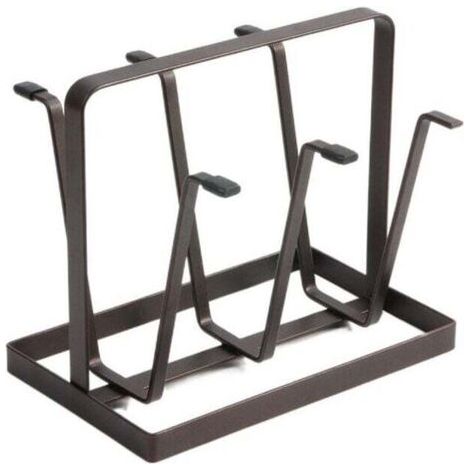 Flaschenabtropfgestell, Metallhalter für 6 Tassen, Silikon-Schutzhaken, rutschfest, Flaschentrockengestell, Halter für Gläser und Kaffeetassen (Schwarzer Kaffee)