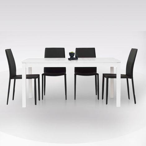 TAVOLO ALLUNGABILE CM 130X80 BIANCO FRASSINATO (1/5)