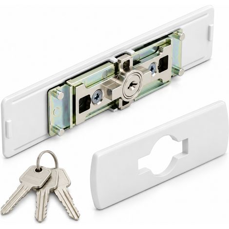 Kit Serrure de Sécurité pour Volet Roulant - Verrouillage Lame Finale 7 à 9 mm - Serrure à Cylindre avec 2 Pivots Ø4 mm - Visserie Incluse - contreplaque incluse - (1/3)