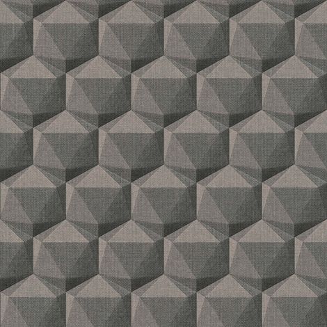 Papier peint graphique marron foncé Tapisserie hexagones effet de profondeur 3D Papier peint moderne géométrique idéal salon (1/4)