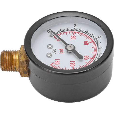 Manomètre vertical pour liquide, mesure pression 0‑10 bar (0‑150 psi), raccord G1/4 pouce (1/5)