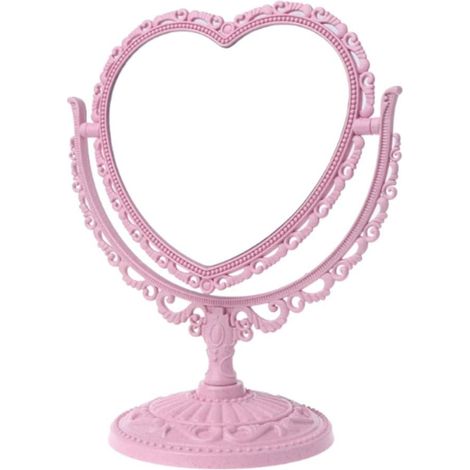Miroir Cosmétique Double Face En Forme De Cœur - Rotation 360° Réglable - Pour Salle De Bain Chambre Ou Voyage - 1 Pièce (1/5)