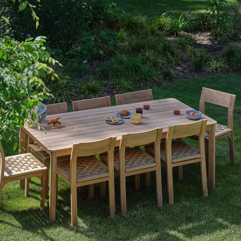 Salon de jardin en teck et rotin 8 personnes (1/5)