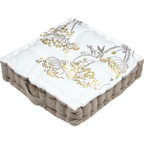 Coussin de sol Oriana 45x45 cm fleurs blanches