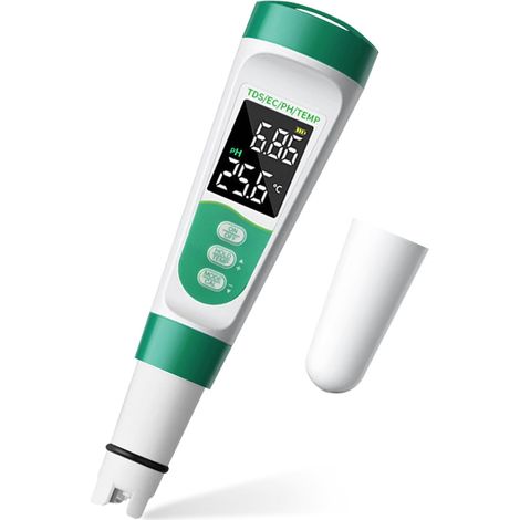 Salzgehalts- und pH-Tester für Schwimmbäder, 5-in-1-Salzgehaltstester für Salzwasserpools, misst TDS, pH-Wert, EC, TEM, Pool-Salzgehaltstester, Trinkwassertester