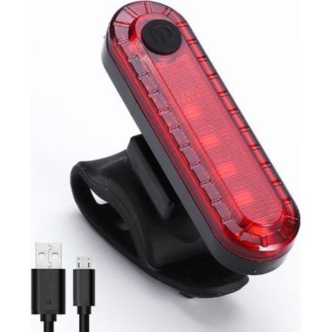 Feu arrière vélo LED rechargeable USB étanche, clignotant lumineux pour cyclisme route (1/5)