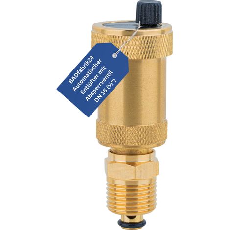BADfabrik24 Automatischer Entlüfter mit Absperrventil DN 15(1/2")