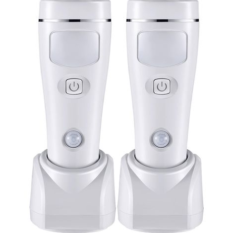 Lot de 2 lampes de secours LED 4 en 1 – Rechargeables sur secteur – Veilleuse à détecteur de mouvement – Allumage automatique en cas de coupure de courant – Pour la maison et les infrastructures d'urg (1/4)