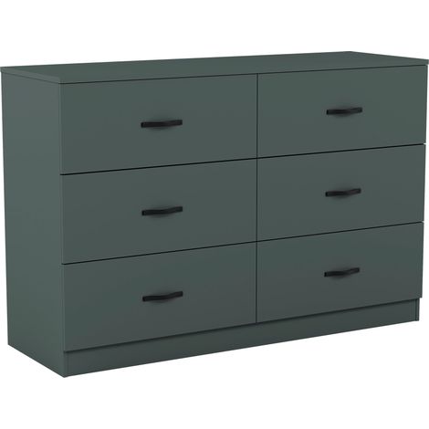 Riano 6 Drawer Wide Chest of Drawers Bedroom Furniture Storage Unit Cabinet, Green