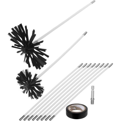 Kit de nettoyage conduit cheminée avec brosse métallique et tige (1/5)