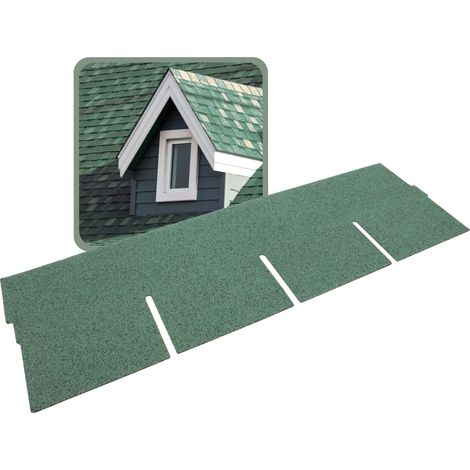 DAPRONA Dachschindeln Rechteck 1m x 32cm, 20 Stück, Bitumenschindeln für Gartenhaus, Carport - Grün