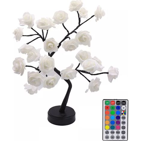 Lampe de table lumineuse féérique LED RGB en forme de rose, veilleuse de Noël avec télécommande (1/5)