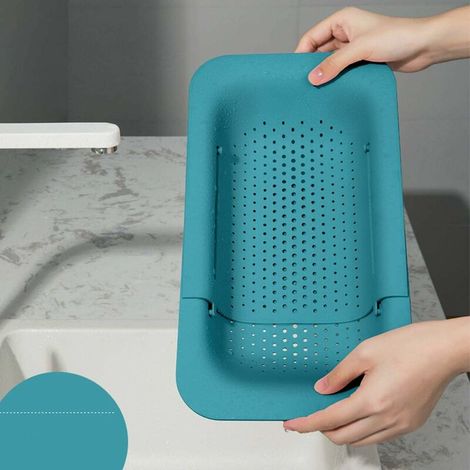 Kitchen Drain Basket, Sink Drying Rack for Storage and Washing of Dishes / Fruits / Vegetables (Green) (1/5)