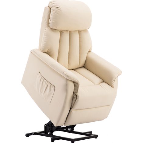 M MCombo Elektrisch Aufstehhilfe Fernsehsessel Relaxsessel elektrisch verstellbar, Kunstleder, Creme 7299 (1/4)