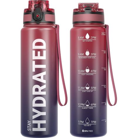Sport Trinkflasche mit Zeitmarkierung, BPA-frei, 750 ml, auslaufsicher (1/5)