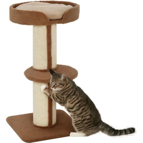 Arbre à chat 45x45x91cm avec poteaux sisal, plateforme et coussins - griffoir multi-niveaux pour chats moyens, marron clair (1/5)