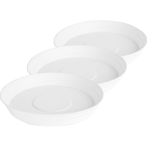 Garronda Soucoupe pour Plantes Plastique Plateaux Pot de Felurs et Plantes GD-0023 (3 Pièces Blanc, ⌀ 24cm H 4cm)