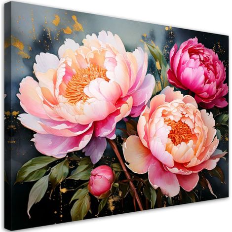 Wandbild für Wohnzimmer Schlafzimmer Küche Moderne Pfingstrosen Blumen 60x40 cm