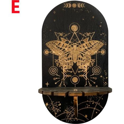 (E) Étagère murale décorative en bois et cristal, support flottant, style bohème, décoration murale suspendue (1/5)
