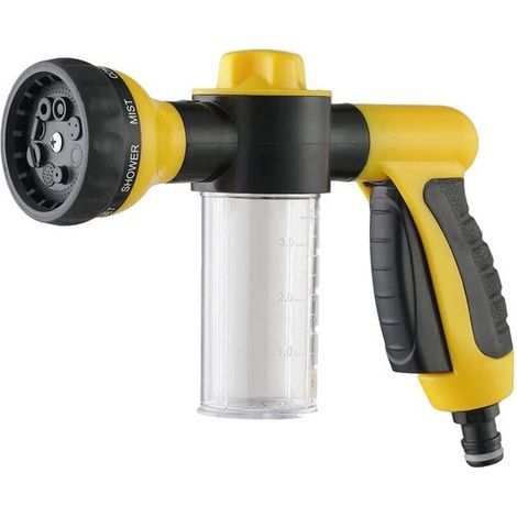 Pulvérisateur de Mousse pour Lavage Auto - Lance à Mousse - Lavage Auto - Lavage de Vitres - Pistolet à Mousse pour Tuyau D'arrosage - Jaune (1/5)
