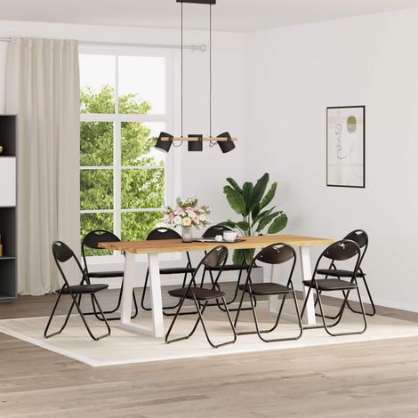 vidaXL Chaise pliante 8 pcs Noir 48 x 43,5 x 81 cm Simili cuir