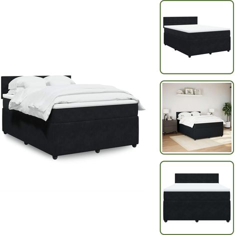 Boxspringbett mit Matratze Schwarz 140x200 cm Samt - Boxspringbett - Boxspringbetten - Bett - Betten (1/5)
