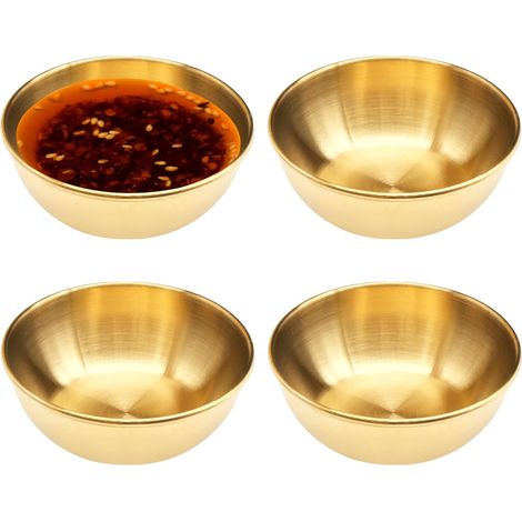4-teiliges Set aus Mini-Dipschalen aus Edelstahl, goldenen Saucenschalen, Saucenschalen, runden Dipschalen, Snackschalen, kleinen Schalen (1/5)