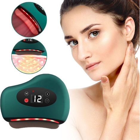 Fußschaber, rotlichtbeheizter Muskelschaber, 3-in-1 Gua Sha-Gerät, Faszienmassagegerät, kabellos und mühelos für Füße und Waden (1/5)