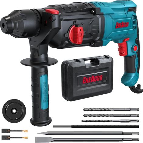 Marteau Perforateur SDS-Plus, 6 Vitesse Variable avec 4 Fonctions, Débrayage de Sécurité, Capacité de Perçage de 26 mm dans le béton - 3 Forets, 2 Burins et Boîtes Inclus (1/5)