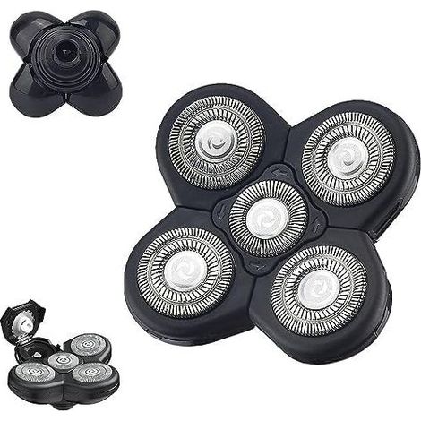 Tête de rasoir avec 5 têtes de rasage, lames de rechange pour rasoir Pitbull Skull, rasoir pour crâne chauve (1/5)