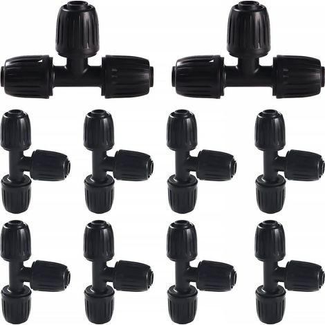 10 Stück 16-mm-Tropfbewässerungs-Fittings, Schlauchverbinder mit Widerhaken, Bewässerungsschlauchverbinder, Tropfbewässerungsverbinder, für Garten und Rasen (Schwarz) (1/5)