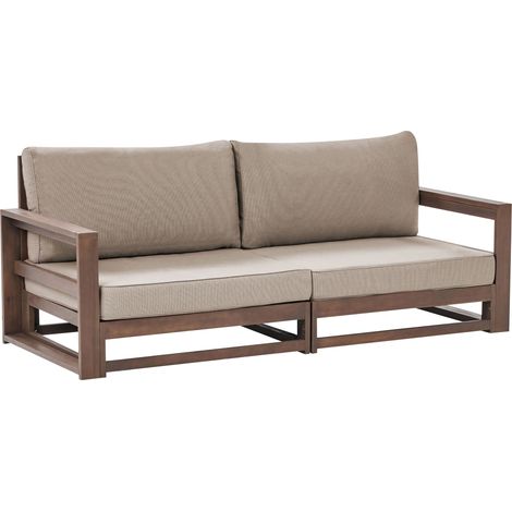 Sofá 2 plazas de madera de acacia certificada oscura cojines Timor II (1/5)