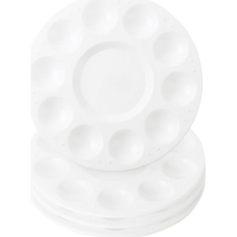 White Round Paint Tray Palettes, Plastic Paint Tray Palette, Paint Palettes Paint Palettes with 10 Wells for Adults and Kids, for Painting or DIY Classes, 4 Pieces