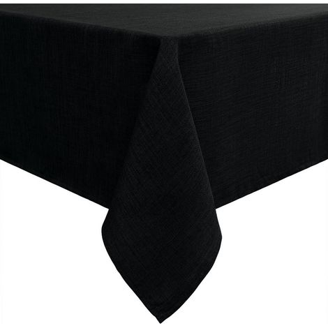 Nappe carrée aspect lin 140x180 cm Noir avec effet lotus