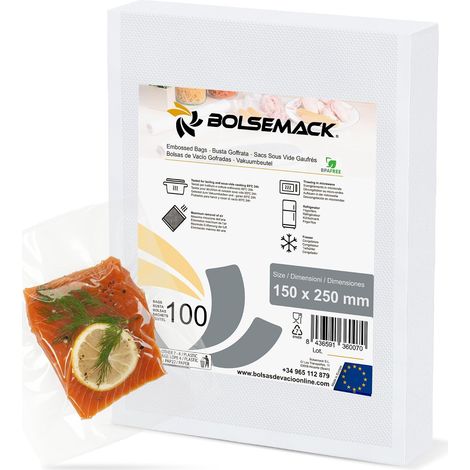 Sacs Sous Vide Gaufrés 150x250 mm (15x25 cm), 100 Unités Sans BPA Compatibles avec Tout Appareil de Mise sous Vide Fabriqués en UE Conservation Sous-Vide (1/5)