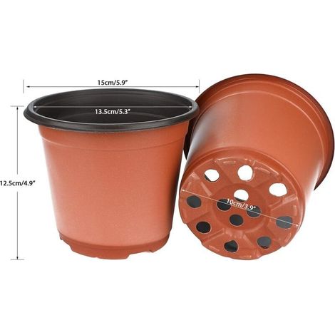 Keyoung – 50er-Pack schwarze Kunststoff-Blumentöpfe, 15 cm – Mit Abflusslöchern – Für Sämlinge und Stecklinge – Leicht und atmungsaktiv (1/4)