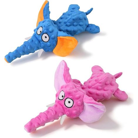 Lot 2 Jouets Chien Éléphant Peluche Sans Rembourrage Sans Rembourrage, Double Couche, Couineur, Papier Froissé, Jouet Éléphant pour Chiens (1/5)