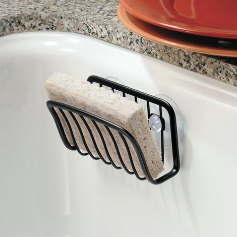 2 soportes para esponjas con ventosas, soporte de pared autoadhesivo, organizador de utensilios de cocina y fregadero. (1/4)
