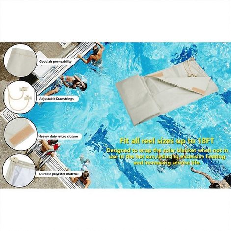 Bâche de piscine enroulable jusqu'à 5,5 m de large, blanc crème (1/5)