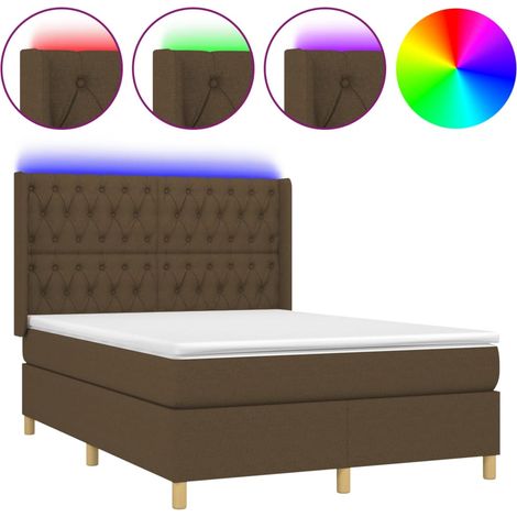 Maison Exclusive - Sommier à lattes de lit matelas et LED Marron foncé 140x190 cm (1/5)