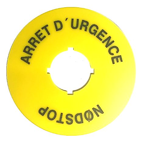 B3760334 Imo Disque Jaune D'arrêt D'urgence Diam 70mm Etiquette Pour Bouton Diam 22mm Toutes Marques