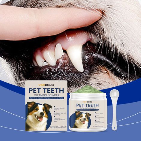 Poudre nettoyante dentaire pour chiens, nettoyant dentaire doux pour chiens, améliore et rafraîchit l'haleine -- 120 g x 1 + 1 cuillère doseuse x 1 (1/5)