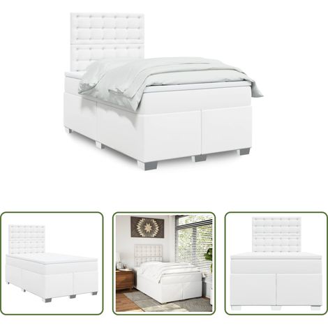 Matratze -  Boxspringbett mit Matratze Weiß 120x200 cm Kunstleder (1/5)