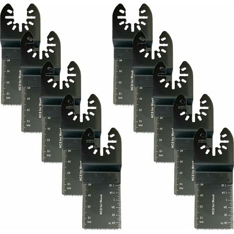 Lot de 10 lames de scie multifonctions, 34 mm, compatibles avec les outils oscillants multifonctions Fein Multimaster, Makita, Dewalt et autres. (1/5)