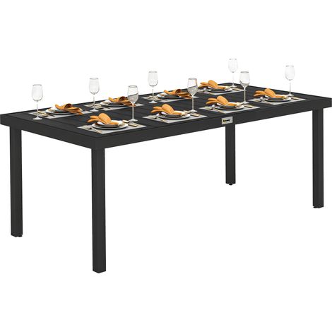 Tavolo da Pranzo da Giardino per 8 Persone in Alluminio e Plastica, Nero