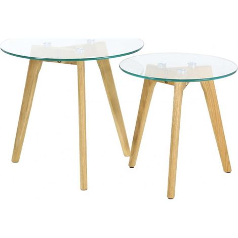 Lot de 2 Tables Gigognes "Trempé" 50cm Transparent (1/4)